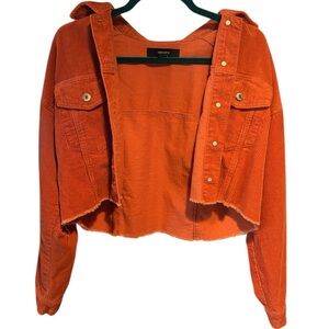 Forever 21 Orange Corduroy Cropped Jacket